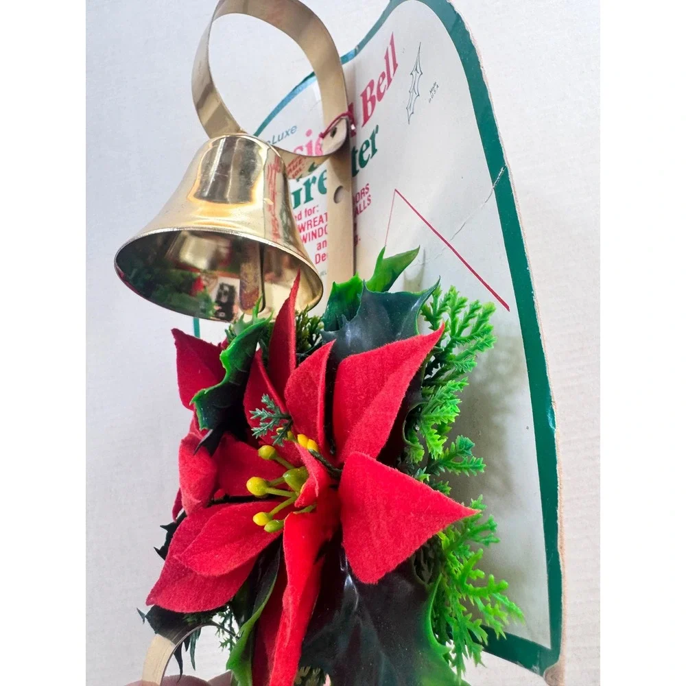 Vintage Deluxe Musical Bell Greeter Poinsettia Christmas Door Wreath Decor Kmart